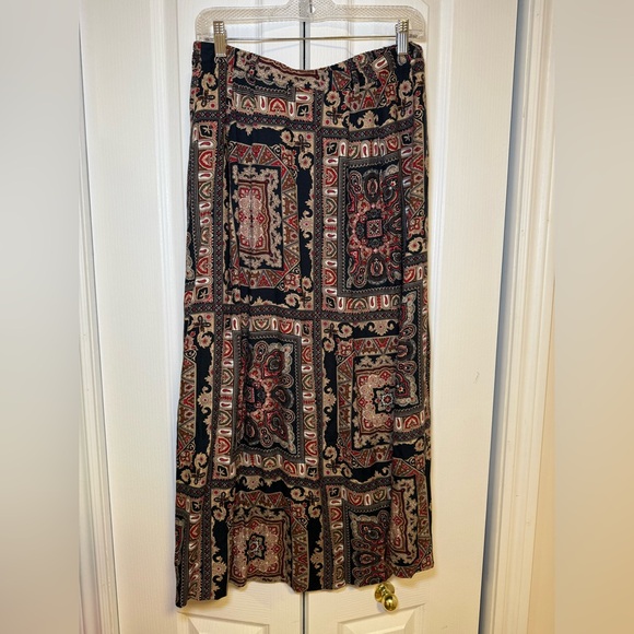 Vintage Hippie Festival Multicolor Bohemian Midi/Maxi Skirt Retro Paisley Print - Picture 2 of 5